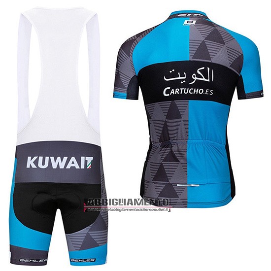 Abbigliamento Kuwait 2019 Manica Corta e Pantaloncino Con Bretelle Blu Grigio - Clicca l'immagine per chiudere